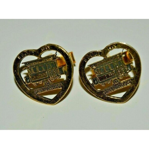 Vintage I Left My Heart in San Francisco CA Trolley Car Men's Cuff Links Rare - Picture 1 of 4